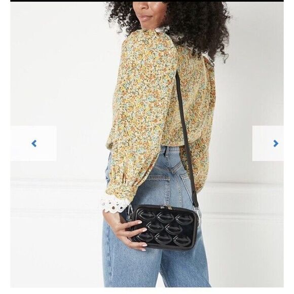 Celia B Sz M Corduroy Virginia Floral Peasant Top Blouse Lace Trim NWT - Picture 2 of 12